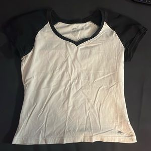 Athletic Works V-Neck White Top with Black Sleeves
